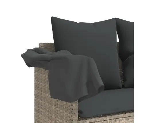 Sauļošanās Zvilnis Ar Jumtiņu, Matračiem, Pelēka Pe Rotangpalma Vidaxl