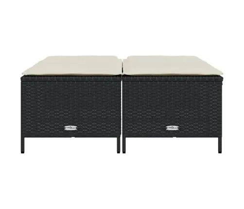 Sodo Taburetės Su Pagalvėlėmis, 4Vnt., Juodos, Poliratanas