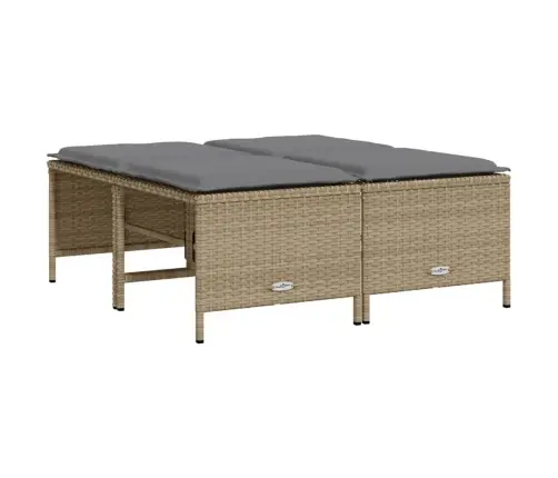 Dārza Soli Ar Matračiem, 4 Gab., Bēši, Pe Rotangpalma Vidaxl