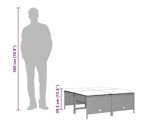 Sodo Taburetės Su Pagalvėlėmis, 4Vnt., Pilkos, Poliratanas