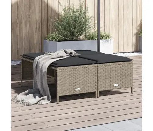 Sodo Taburetės Su Pagalvėlėmis, 4Vnt., Pilkos, Poliratanas