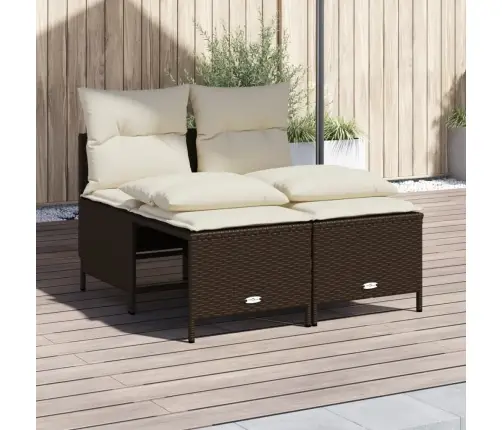 4-Daļīgs Dārza Dīvānu Komplekts, Matrači, Brūna Pe Rotangpalma Vidaxl