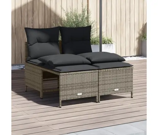 4-Daļīgs Dārza Dīvāna Komplekts Ar Matračiem, Pelēks Pe Pinums Vidaxl