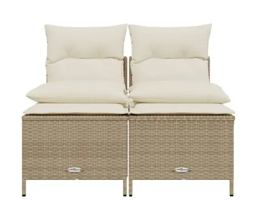 4-Daļīgs Dārza Dīvāna Komplekts, Matrači, Bēša Pe Rotangpalma Vidaxl