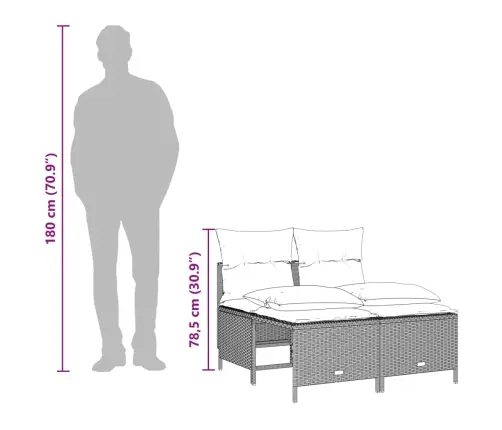 4-Daļīgs Dārza Dīvānu Komplekts,Matrači, Gaiši Pelēka Pe Pinums Vidaxl