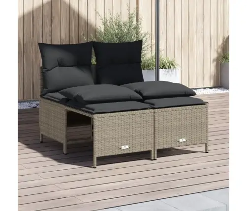 4-Daļīgs Dārza Dīvānu Komplekts,Matrači, Gaiši Pelēka Pe Pinums Vidaxl