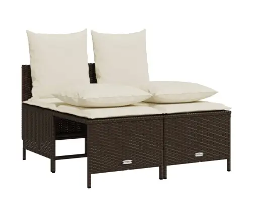 4-Daļīgs Dārza Dīvānu Komplekts, Matrači, Brūna Pe Rotangpalma Vidaxl