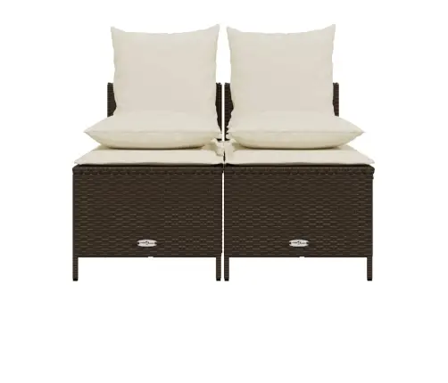 4-Daļīgs Dārza Dīvānu Komplekts, Matrači, Brūna Pe Rotangpalma Vidaxl