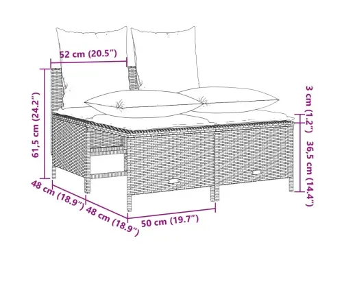 4-Daļīgs Dārza Dīvānu Komplekts, Matrači, Brūna Pe Rotangpalma Vidaxl