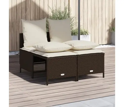 4-Daļīgs Dārza Dīvānu Komplekts, Matrači, Brūna Pe Rotangpalma Vidaxl