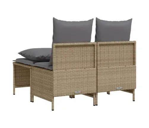 Sofos Komplektas Su Pagalvėlėmis, 4 Dalių, Smėlio, Poliratanas