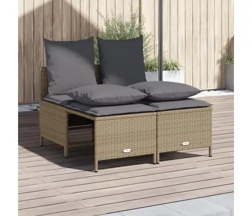 Sofos Komplektas Su Pagalvėlėmis, 4 Dalių, Smėlio, Poliratanas