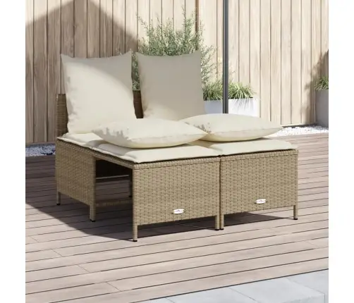 Sofos Komplektas Su Pagalvėlėmis, 4 Dalių, Smėlio, Poliratanas