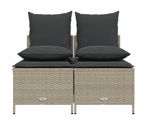 4-Osaline Aiamööblikomplekt Patjadega, Helehall, Polürotang