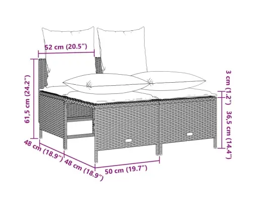 4-Osaline Aiamööblikomplekt Patjadega, Helehall, Polürotang