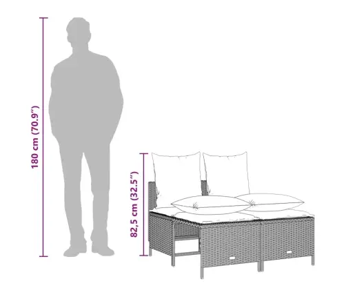 4-Osaline Aiamööblikomplekt Patjadega, Helehall, Polürotang