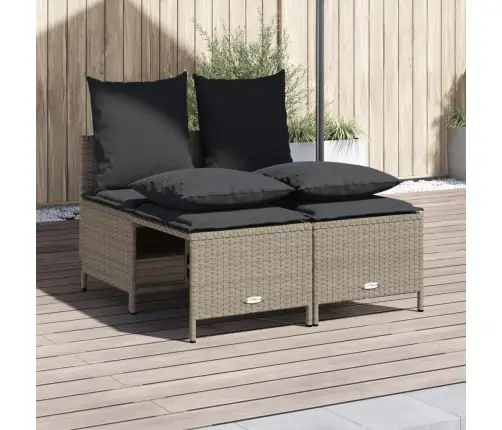 4-Osaline Aiamööblikomplekt Patjadega, Helehall, Polürotang