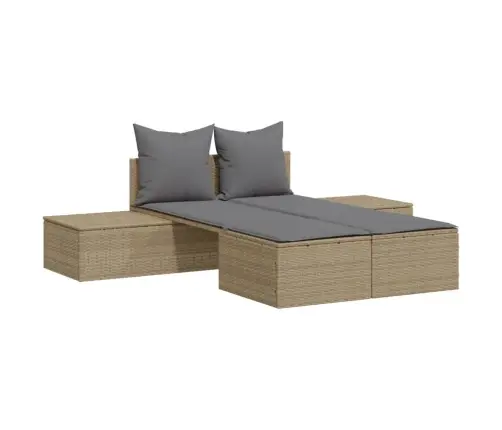 Divvietīgs Sauļošanās Krēsls Ar Matračiem, Bēša Pe Rotangpalma Vidaxl Divvietīgs Sauļošanās Krēsls Ar Matračiem, Bēša Pe Rotangpalma Vidaxl