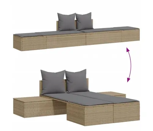 Divvietīgs Sauļošanās Krēsls Ar Matračiem, Bēša Pe Rotangpalma Vidaxl Divvietīgs Sauļošanās Krēsls Ar Matračiem, Bēša Pe Rotangpalma Vidaxl