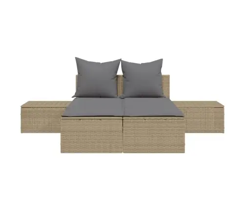 Divvietīgs Sauļošanās Krēsls Ar Matračiem, Bēša Pe Rotangpalma Vidaxl Divvietīgs Sauļošanās Krēsls Ar Matračiem, Bēša Pe Rotangpalma Vidaxl