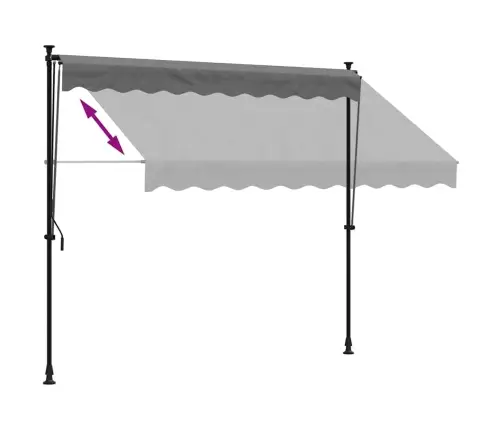 Izvelkama Markīze, 250X150 Cm, Antracītpelēka, Audums, Tērauds Vidaxl