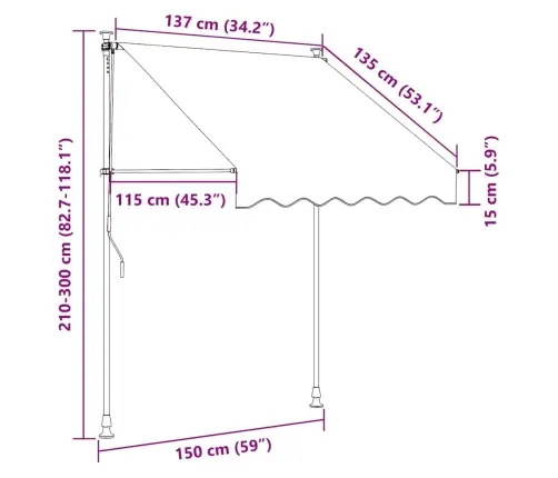 Izvelkama Markīze, 150X150 Cm, Krēmkrāsas, Audums, Tērauds Vidaxl