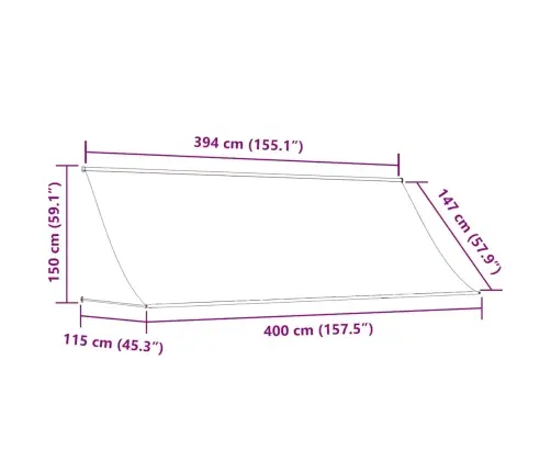 Ištraukiama Markizė, Antracito, 400X150cm Audinys Ir Plienas