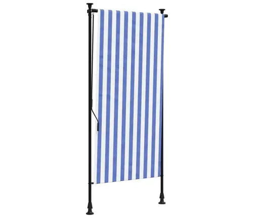 Āra Ruļļu Žalūzija, 100X270 Cm, Zila Ar Baltu, Audums, Tērauds Vidaxl
