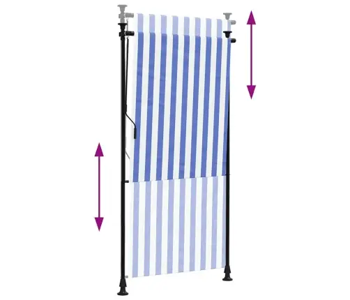 Väliruloo, Sinine Ja Valge, 120 X 270 cm Kangas Ja Teras