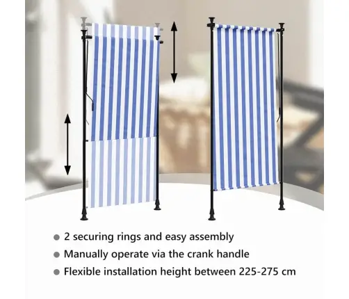 Väliruloo, Sinine Ja Valge, 120 X 270 cm Kangas Ja Teras