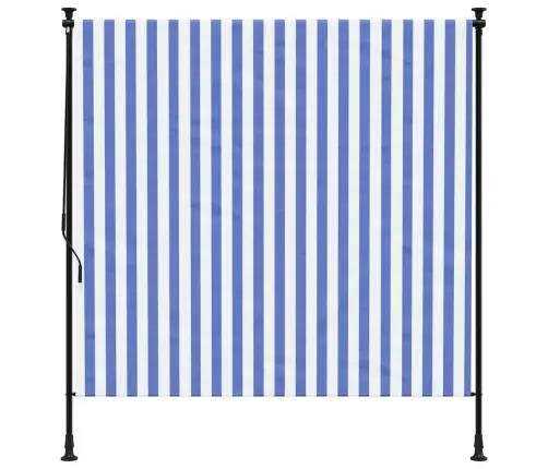 Āra Ruļļu Žalūzija, 150X270 Cm, Zila Ar Baltu, Audums, Tērauds Vidaxl