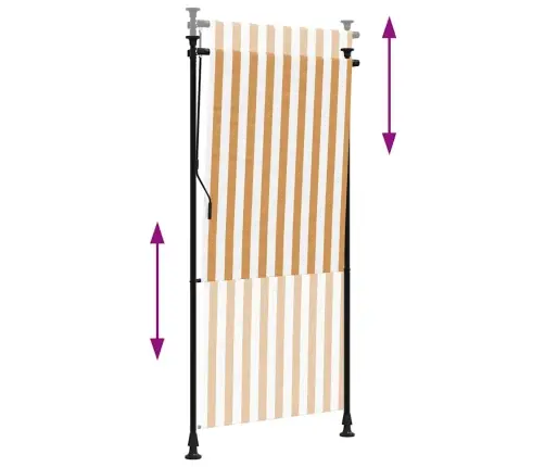 Āra Ruļļu Žalūzija, 100X270 Cm, Oranža, Balta, Audums, Tērauds Vidaxl