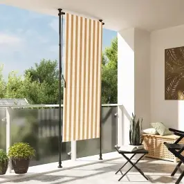 Āra Ruļļu Žalūzija, 100X270 Cm, Oranža, Balta, Audums, Tērauds Vidaxl