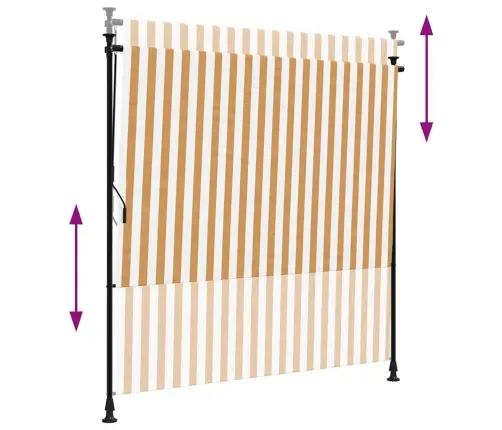 Āra Ruļļu Žalūzija, 150X270 Cm, Oranža, Balta, Audums, Tērauds Vidaxl