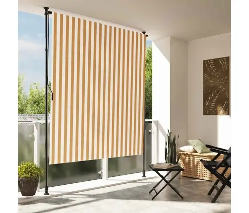 Āra Ruļļu Žalūzija, 150X270 Cm, Oranža, Balta, Audums, Tērauds Vidaxl