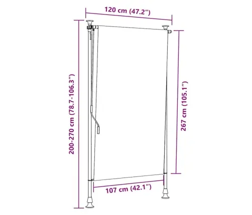 Āra Ruļļu Žalūzija, 120X270Cm, Dzeltena, Balta, Audums, Tērauds Vidaxl