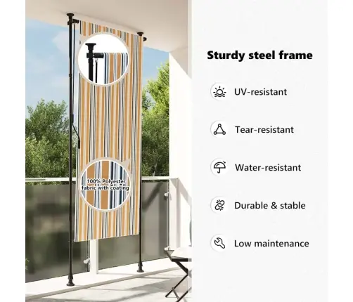 Āra Ruļļu Žalūzija, 120X270Cm, Dzeltena, Balta, Audums, Tērauds Vidaxl