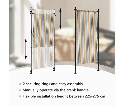 Āra Ruļļu Žalūzija, 120X270Cm, Dzeltena, Balta, Audums, Tērauds Vidaxl