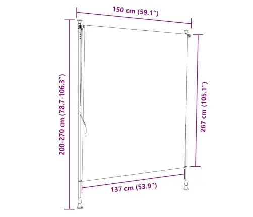 Väliruloo, Kollane Ja Valge, 150 X 270 cm Kangas Ja Teras