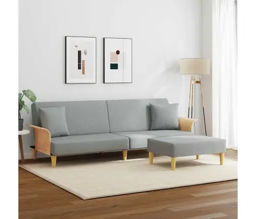 Dvivietė Sofa-Lova Su Pagalvėmis Ir Pakoja, Pilka, Aksomas