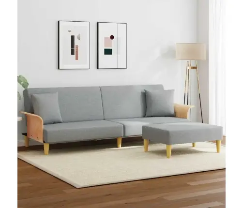 Dvivietė Sofa-Lova Su Pagalvėmis Ir Pakoja, Pilka, Aksomas