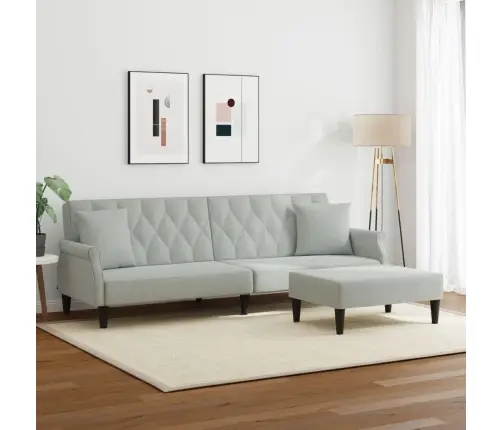 Dvivietė Sofa-Lova Su Pagalvėmis Ir Pakoja, Pilka, Aksomas