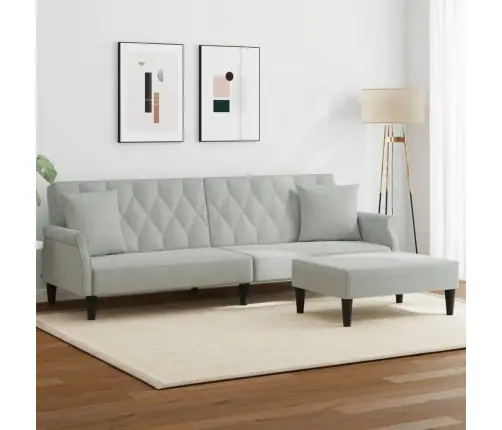 Dvivietė Sofa-Lova Su Pagalvėmis Ir Pakoja, Pilka, Aksomas