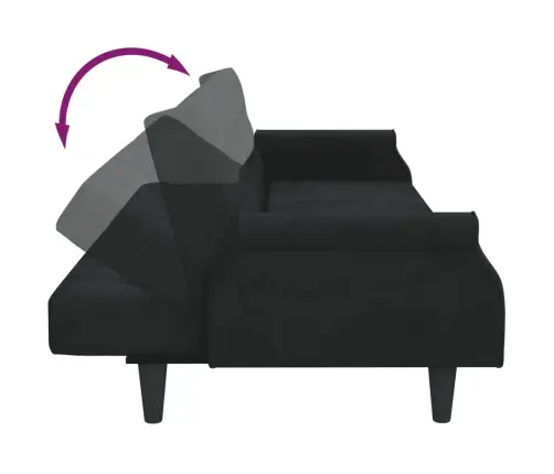 2-Vietīga Dīvāngulta Ar Spilveniem Un Kāju Balstu, Melns Samts Vidaxl