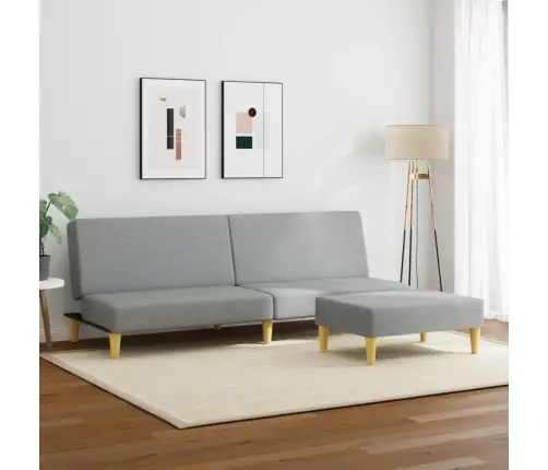 Dvivietė Sofa-Lova Su Pakoja, Šviesiai Pilkos Spalvos, Audinys