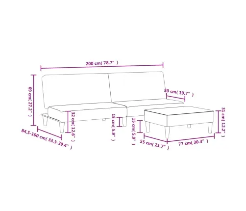 Dvivietė Sofa-Lova Su Pakoja, Šviesiai Pilkos Spalvos, Audinys