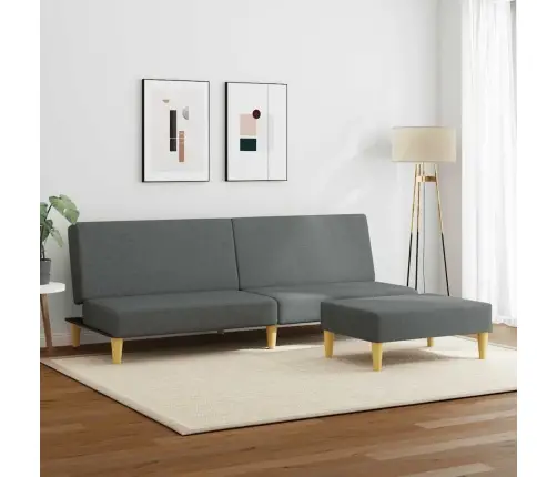 2-Vietīga Dīvāngulta Ar Kāju Balstu, Tumši Pelēks Audums Vidaxl