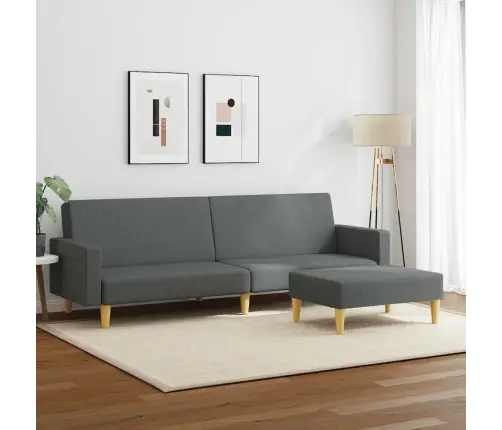 2-Vietīga Dīvāngulta Ar Kāju Balstu, Tumši Pelēks Audums Vidaxl