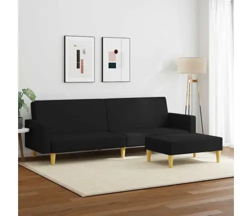 Dvivietė Sofa-Lova Su Pakoja, Juodos Spalvos, Audinys