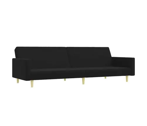 Dvivietė Sofa-Lova Su Pakoja, Juodos Spalvos, Audinys